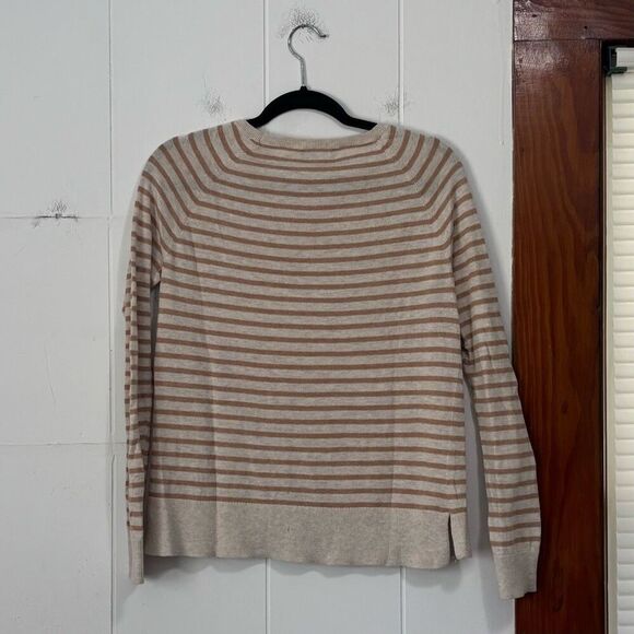 A.N.A a new approach Tan beige striped thin knit sweater size small - Picture 4 of 4